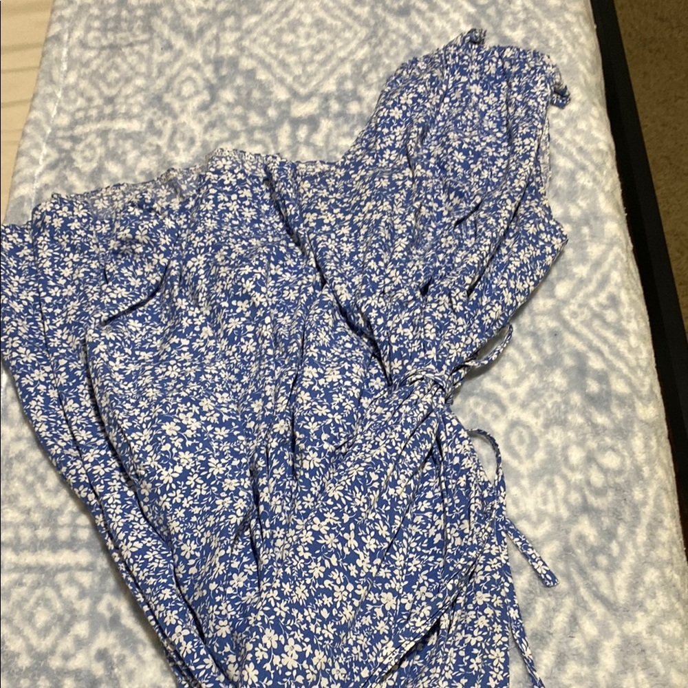 Floral Blue Wrap Dress